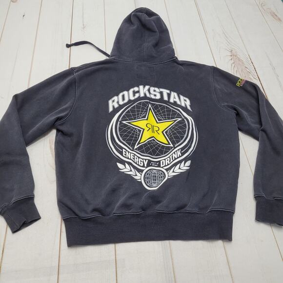Rockstar Y2k full zip black hoodie jacket factory effex - Picture 1 of 6